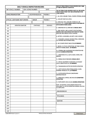 army vehicle inspection form