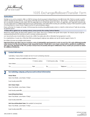 1035 Exchange/Rollover/Transfer Form