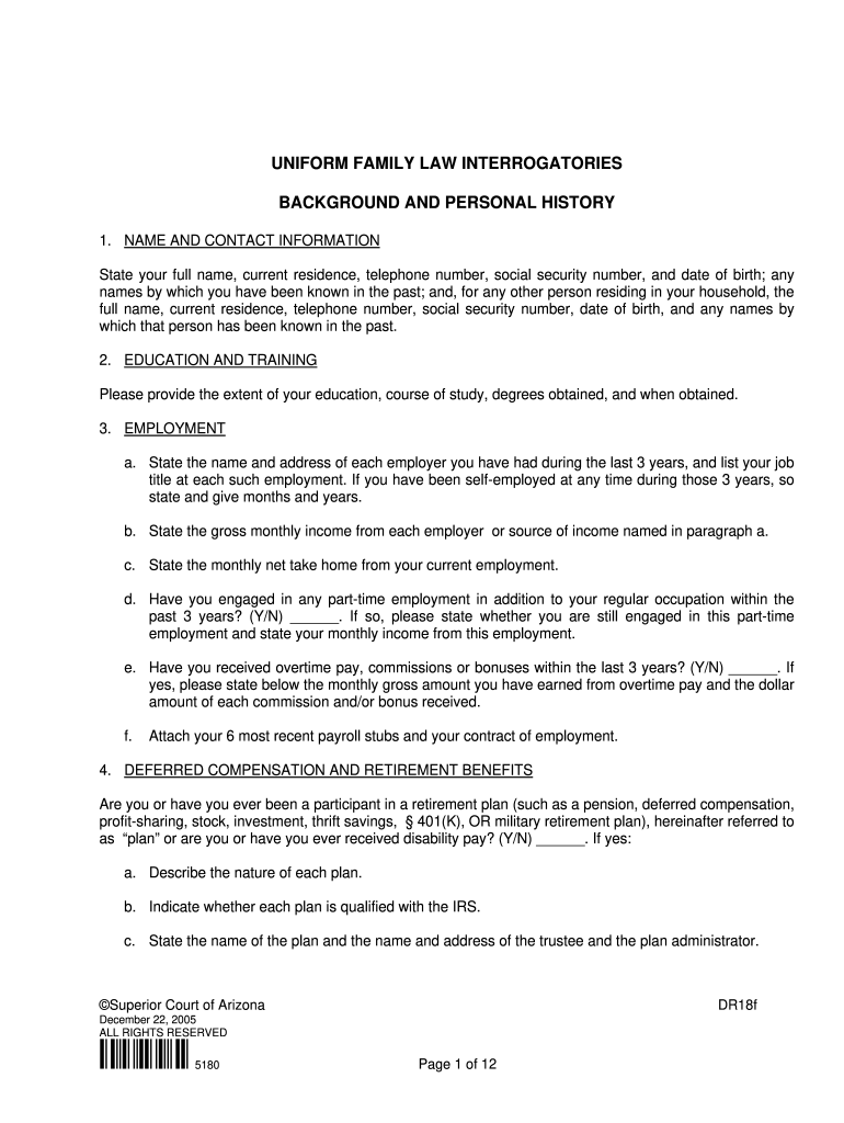 arizona uniform interrogatories fill and sign printable template online us legal forms