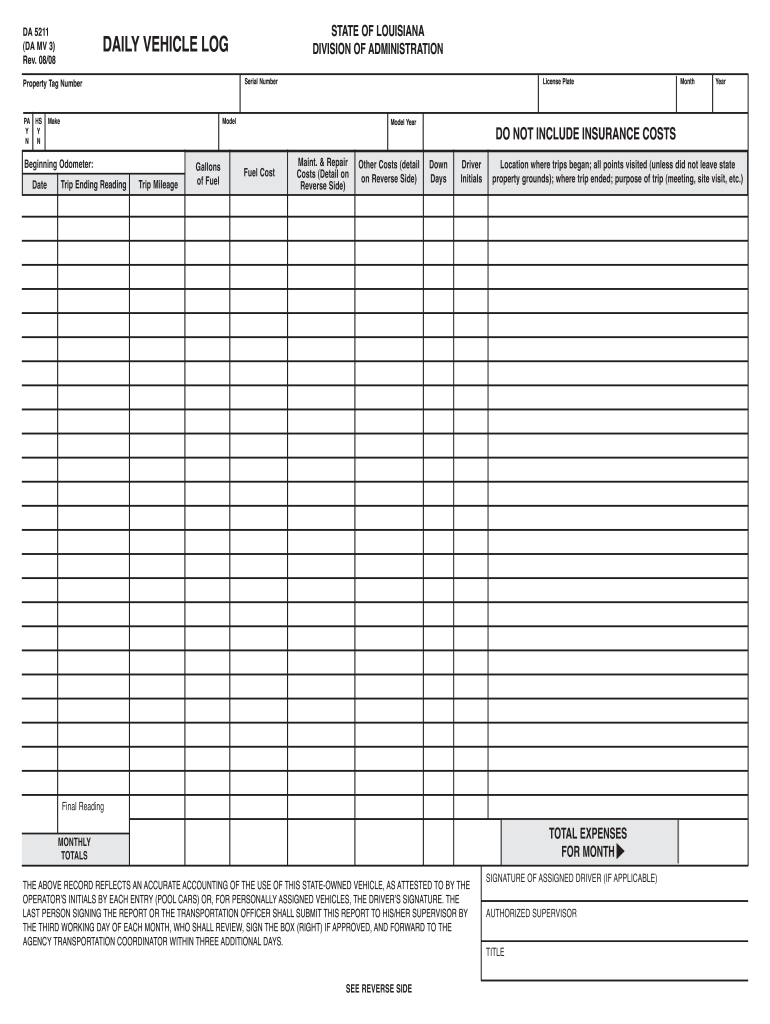 state of louisina form da 5211 Preview on Page 1