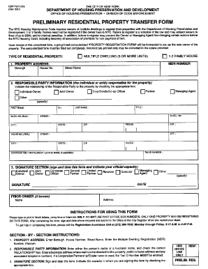 New York Residential Property Transfer Form