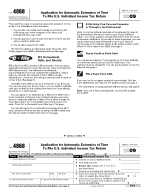 Form 4868 Application for Extension of Time to File US Tax Return
