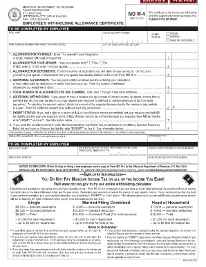 W 4 form example filled out - employee's withholding allowance certificate