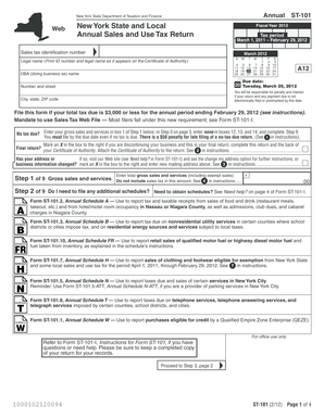 New York State Annual Sales and Use Tax Return