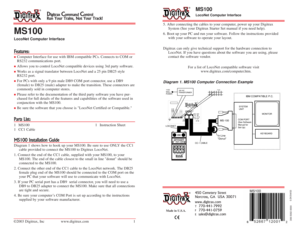 Features: Parts List: MS100 Installation Guide - Digitrax, Inc.