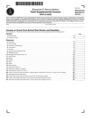2012 schedule e mass dor instructions form