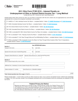 Ohio IT/SD 2210 Form