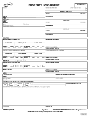 Property Loss Notice Form