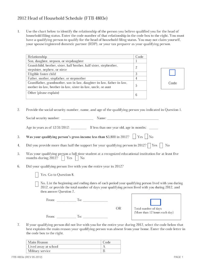 ftb 4803 2012 form Preview on Page 1.