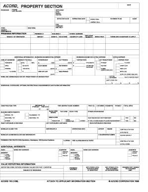 ACORD 140 Property Insurance Application
