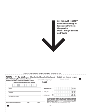 Ohio IT 1140EXT Withholding Tax Extension Payment