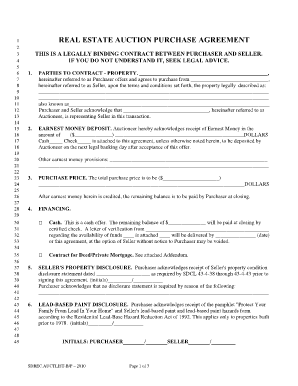 Real Estate Auction Purchase Agreement