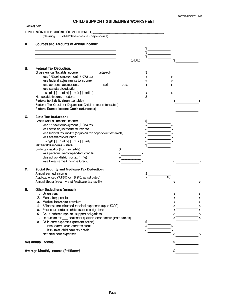Child Support Guidelines Worksheet 2023