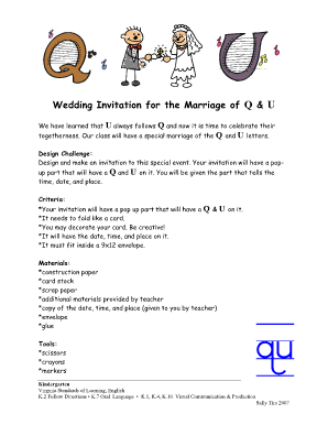 q and u wedding printables