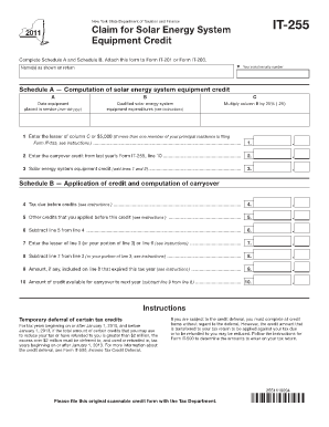 New York Solar Energy System Equipment Credit Form IT-255