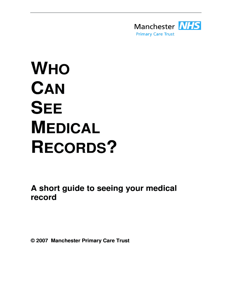 Fillable Online WHO CAN SEE MEDICAL RECORDS? Fax Email Print pdfFiller