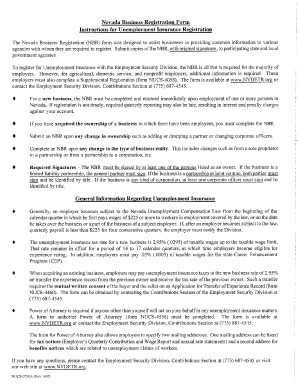 Nevada Business Registration Form - UI Tax - uitax nvdetr