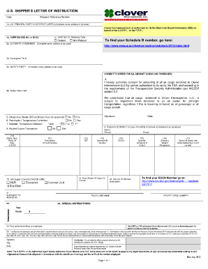 Sample letter of authorization to act on behalf pdf - clover us shippers letter of instruction form