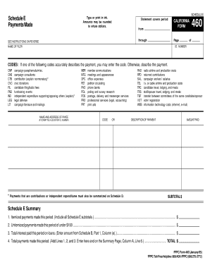California Form 460 Schedule E