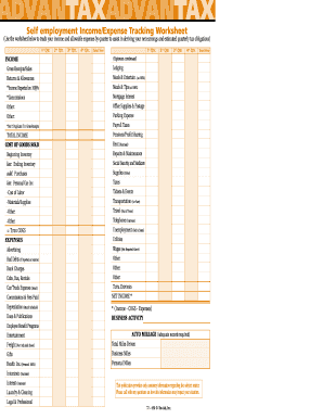 Self Employment Income Expense Tracking Worksheet Excel - Fill Online,  Printable, Fillable, Blank | pdfFiller