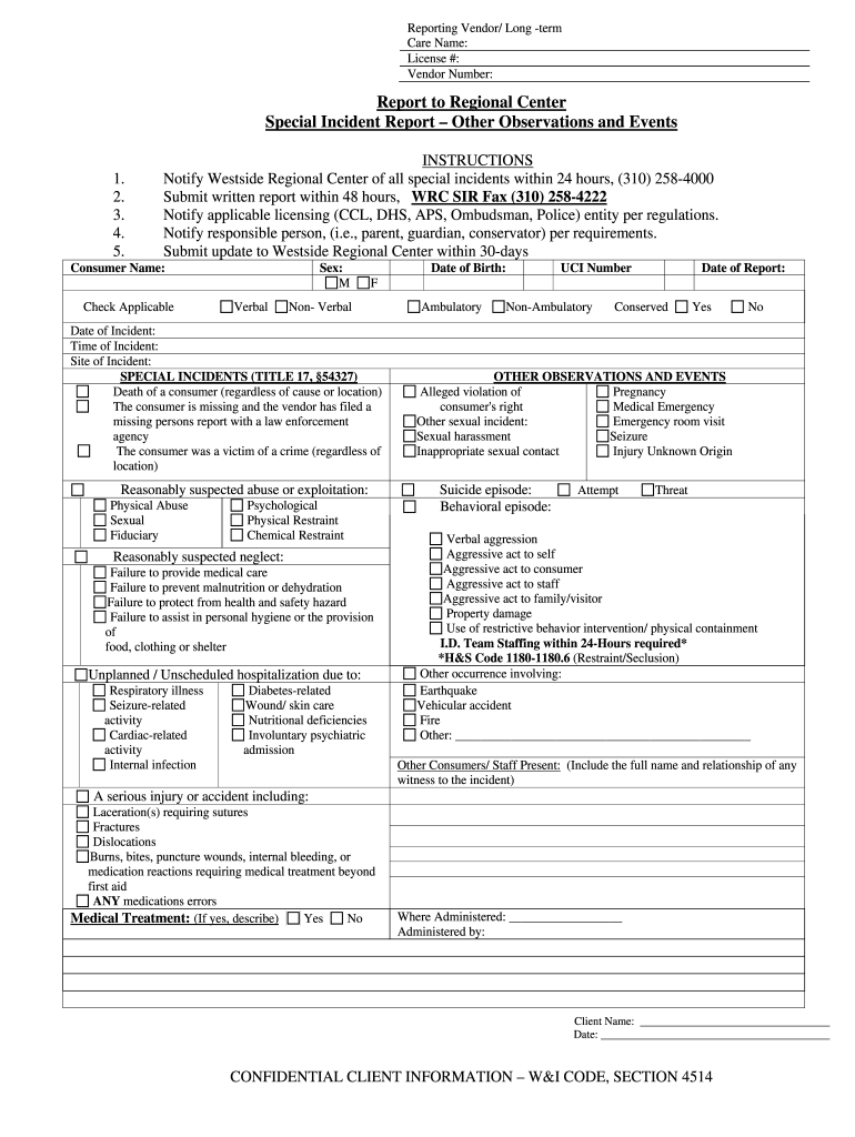 report observations events Preview on Page 1