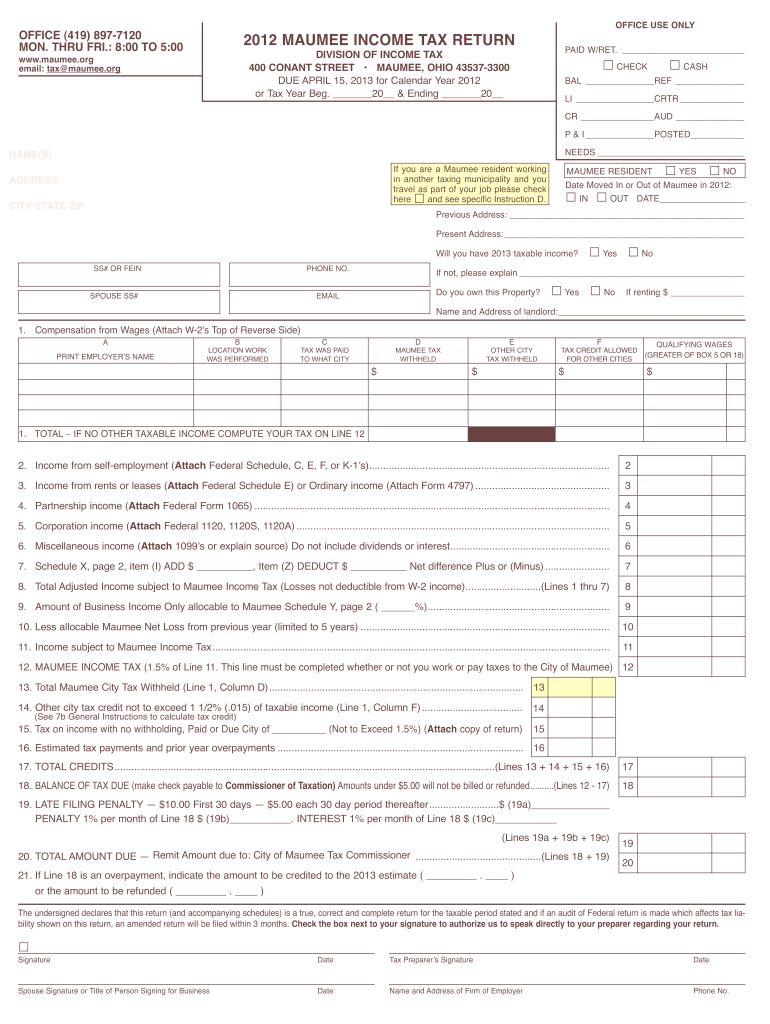 maumee income tax Preview on Page 1