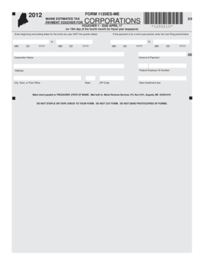 Maine Estimated Tax Payment Voucher for Corporations