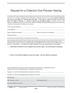 IRS Form 12153 Request for Collection Due Process Hearing