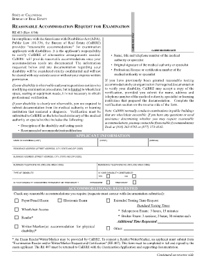 California Reasonable Accommodation Request for Examination