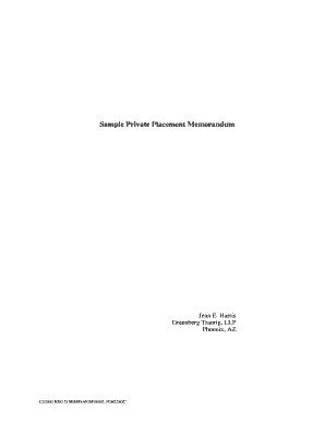 Placement document - sample private placement memorandum greenburg traurig