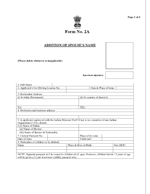 Indian Passport Spouse Name Addition Form