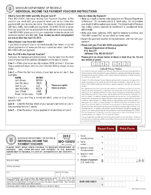 Missouri Individual Income Tax Payment Voucher