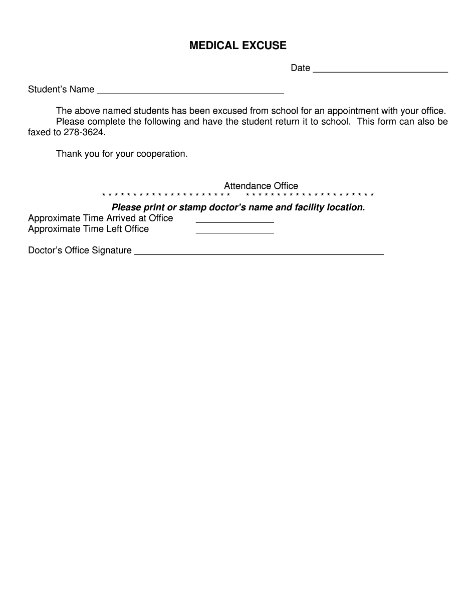 Create Fillable Medical Excuse Form According To Your Needs