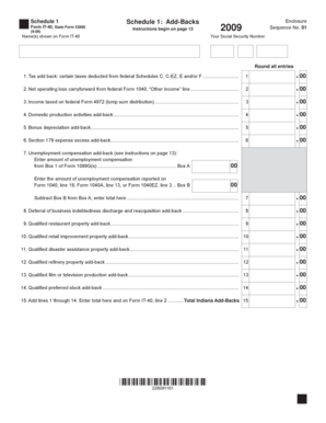 Indiana Schedule 1 Add-Backs Form