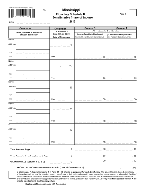 Mississippi Fiduciary Schedule K