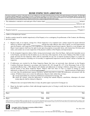 tennessee inspection addendum form