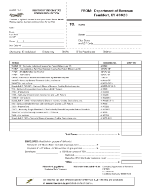 Kentucky Income Tax Form Requisition