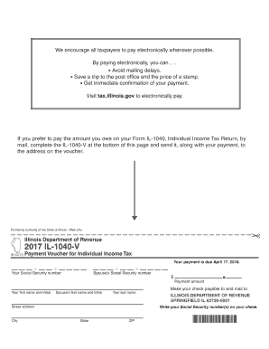 Illinois Form IL-1040-V Payment Voucher