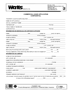 Commercial Lease Application Form