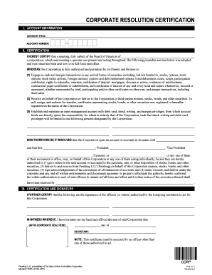 Corporate Resolution Certification