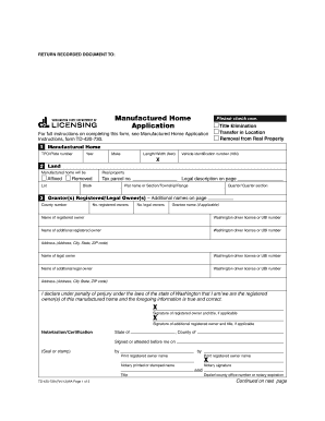 Washington Manufactured Home Title Elimination Form