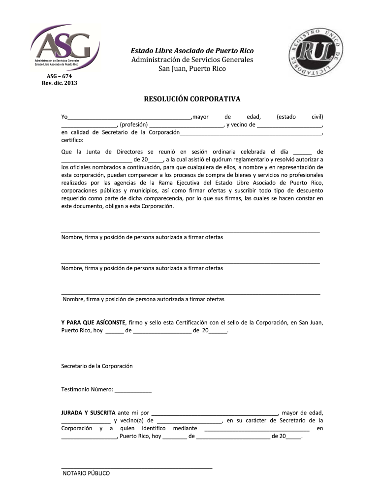 resolución corporativa ejemplo Preview on Page 1
