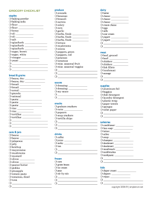 32 Printable Printable Grocery List Pdf Forms and Templates - Fillable