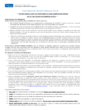 UCEAP Confidential Health History Form
