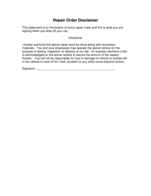 Repair Order Disclaimer - cod