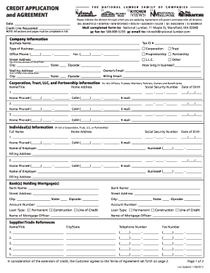 Credit Application and Agreement