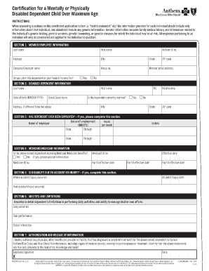 Certification for Disabled Dependent Child