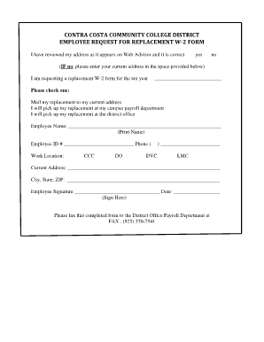 Employee Request for Replacement W-2 Form
