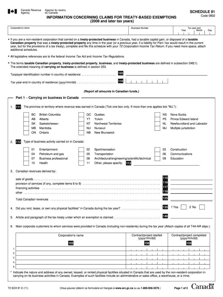 schedule 91 canada Preview on Page 1