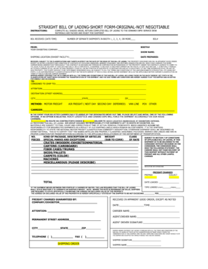 STRAIGHT BILL OF LADING-SHORT FORM-ORIGINAL-NOT ...